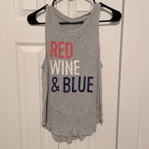 “Red Wine Blue” grey tank